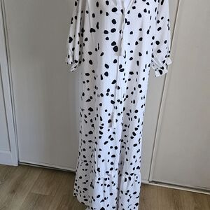 Polka Dot Maxi Dress - Black and White